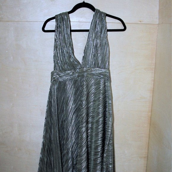 NWT MAJE Royal Pleated Maxi Dress In Khaki sz 40 $415 - Picture 7 of 16